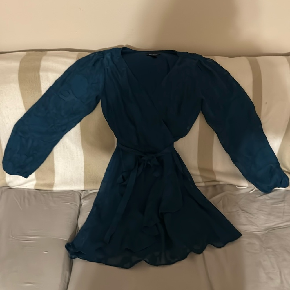 BCX Long Sleeve satiny blue party dress